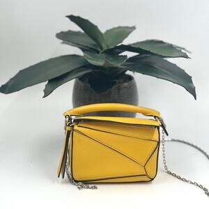 Loewe Nano Canary Yellow Crossbody Puzzle Bag SHW